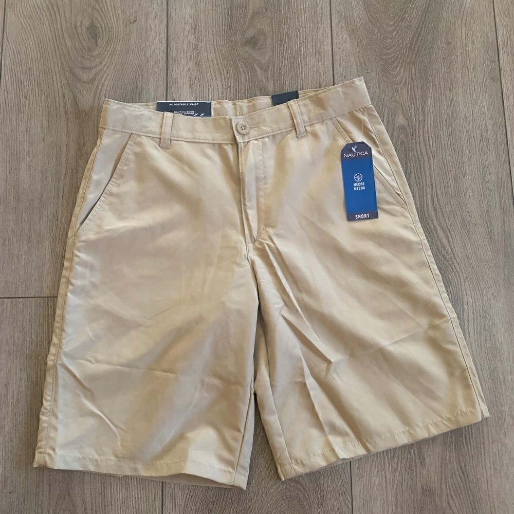 Nautica performance adjustable waist, flat front boys school shorts